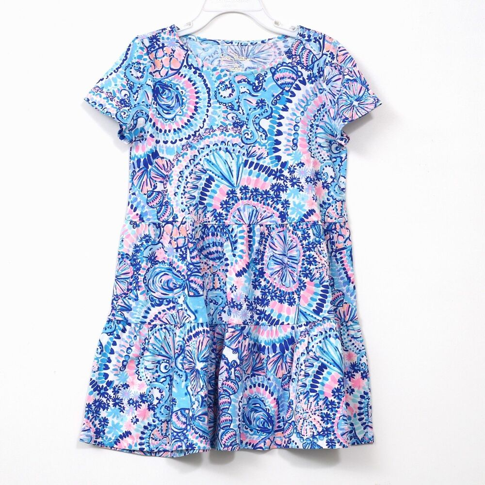 Lilly Pulitzer Girls Mini Geanna Swing Dress Short Sleeve Print S 4-5 YRS 281135